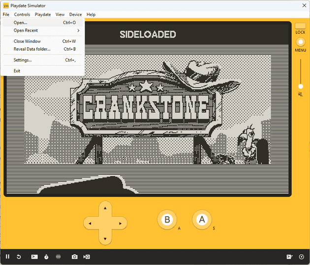 Ouvrir un jeu Playdate sur le simulateur